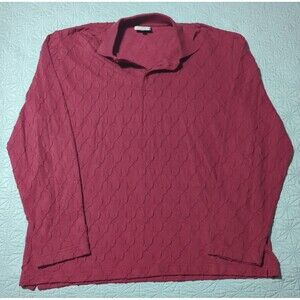 Coogi Australia Basics Long Sleeve Knit 3D Polo Maroon XL 100% Cotton